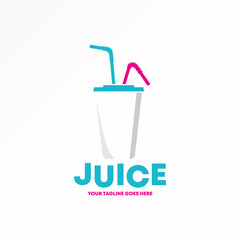 Simple Tea, ice, coffee, juice cup with drinking straw image graphic icon logo design Abstract concept vector stock. Can be used as a symbol related to drink.