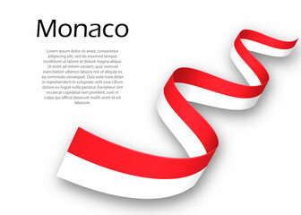 Waving ribbon or banner with flag of Monaco