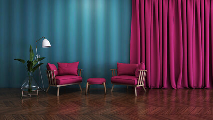 Room interior with Wall Background. 3D rendering ,3D illustration	