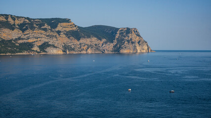 Viewof the coastline of the reserve, the Ayazma tract. Located between Balaklava Bay and Cape of Aya. This reserve is famous for Crimean pines and junipers, the species of which survived the Ice Age