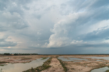 Rain Storm And Clouds Over Lake, Buriram, Thailand