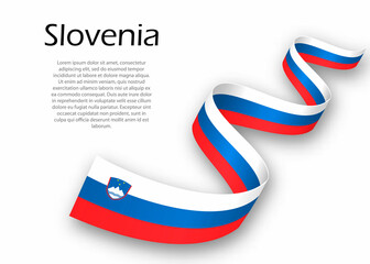 Waving ribbon or banner with flag of Slovenia