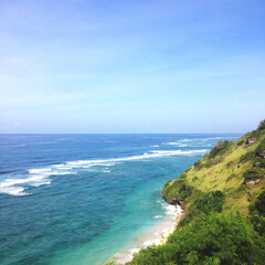Amazing scenery, White sand beach, crystal clear water on Gunung Payung Beach Bali Indonesia, in high resolution image