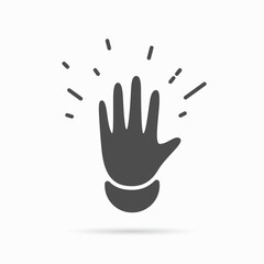 Raised Hand flat icon. Hi, bye hand emoji illustration