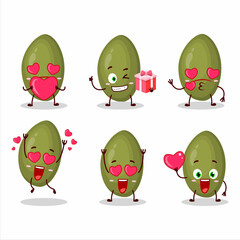 Pistachios seeds cartoon character with love cute emoticon