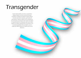 Waving ribbon or banner with Transgender pride flag - obrazy, fototapety, plakaty