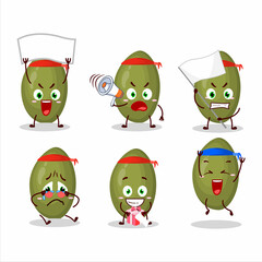 Mascot design style of pistachios seeds character as an attractive supporter