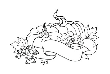 Thanksgiving and Halloween Element. For cookbook, recipes, menu.