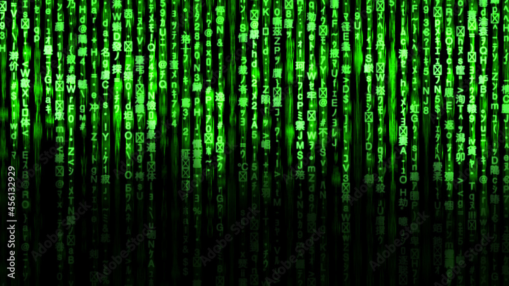 Canvas Prints matrix code background with the green digital symbols.