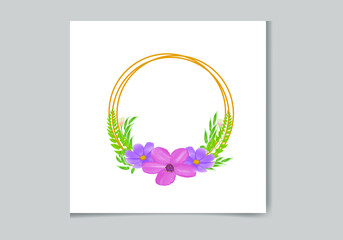 Beautiful Digital Hand-painted Feminine watercolor Premium floral frame design