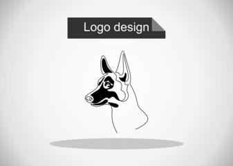 Doberman. Dog. line illustration.vector sign symbol