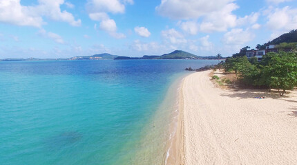 View of nice tropical beach with some palms around ,Samui,Thailand
