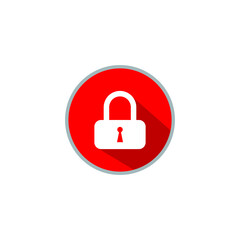 red Shield security with lock icon isolated on white background. Protection, safety, password security. Firewall access privacy sign. Vector Illustration template