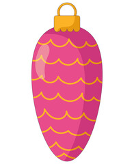 Simple flat style icon of Shiny Christmas tree toy isolated ion a white background. Vector illustration