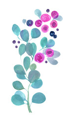Flower Painting Illustration. Hand painted design elements