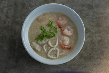 Close up photo of seafood boiled rice