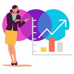 women describe Business presentation  in a meeting