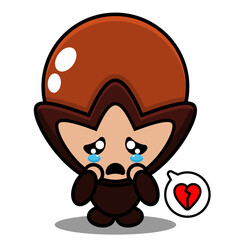 cute clove mascot costume character cartoon vector illustration with sad expression