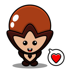cute clove mascot costume character cartoon vector illustration with love chat bubble
