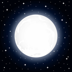 Large full moon and starry sky at night 