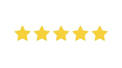 Motion graphic video animation. Quality five rank gold stars with lines. Establishing a rating or review. Success symbol