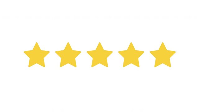 Motion graphic video animation. Quality five rank gold stars with lines. Establishing a rating or review. Success symbol