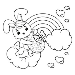 Coloring page Happy Easter with Bunny