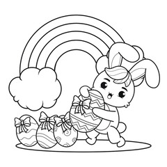 Coloring page Happy Easter with Bunny