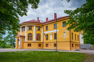 Front view of Tingere Manor, Latvia. Europe.