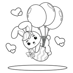 Coloring page Happy Easter with Bunny
