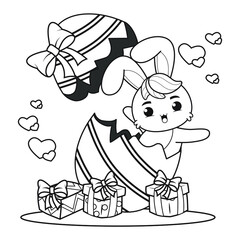 Coloring page Happy Easter with Bunny