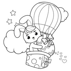 Coloring page Happy Easter with Bunny