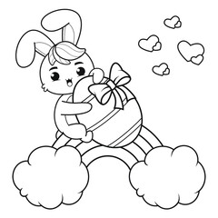 Coloring page Happy Easter with Bunny