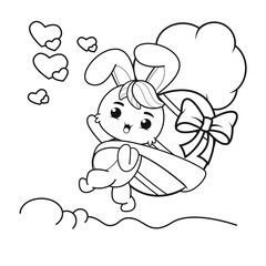 Coloring page Happy Easter with Bunny