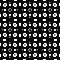 Flower geometric pattern. Seamless vector background. White and black ornament. Ornament for fabric, wallpaper, packaging. Decorative print