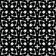 Flower geometric pattern. Seamless vector background. White and black ornament. Ornament for fabric, wallpaper, packaging. Decorative print