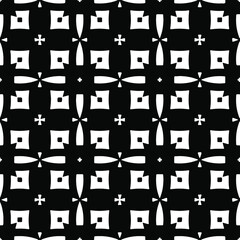 Flower geometric pattern. Seamless vector background. White and black ornament. Ornament for fabric, wallpaper, packaging. Decorative print