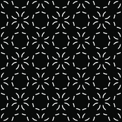 Flower geometric pattern. Seamless vector background. White and black ornament. Ornament for fabric, wallpaper, packaging. Decorative print