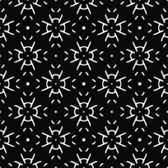 Flower geometric pattern. Seamless vector background. White and black ornament. Ornament for fabric, wallpaper, packaging. Decorative print