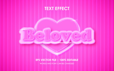 Beloved text effect editable, happy valentines day