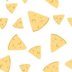 Materiał do szycia Sliced cheese seamless pattern. Organic food background. Cartoon style.