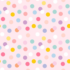Background seamless pattern vector with cute pastel polka dots