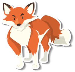 A sticker template of fox cartoon character