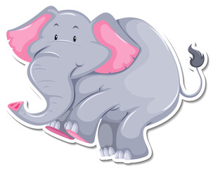 A sticker template of elephant cartoon character