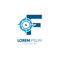 Letter F Compass Logo Design Vector Icon Graphic Emblem Illustration