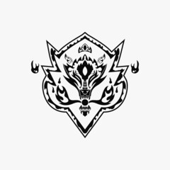 Fototapeta premium fire fox head illustration. creative, animal, detiled and line art style. suitable for logo, icon, symbol and sign. such as e sports, sports logo and t shirt design