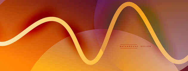 Abstract gradient background with wave line with shadow effect. Geometric composition. 3D shadow effects and fluid gradients