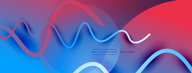 Abstract gradient background with wave line with shadow effect. Geometric composition. 3D shadow effects and fluid gradients