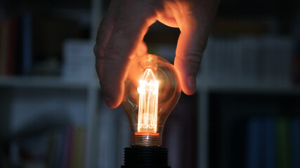 Turning ON the Light in the Room, Screwing in the Socket an Incandescent Light Bulb.