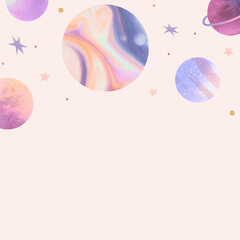 Naklejka na ściany i meble Colorful galaxy watercolor doodle on pastel background vector